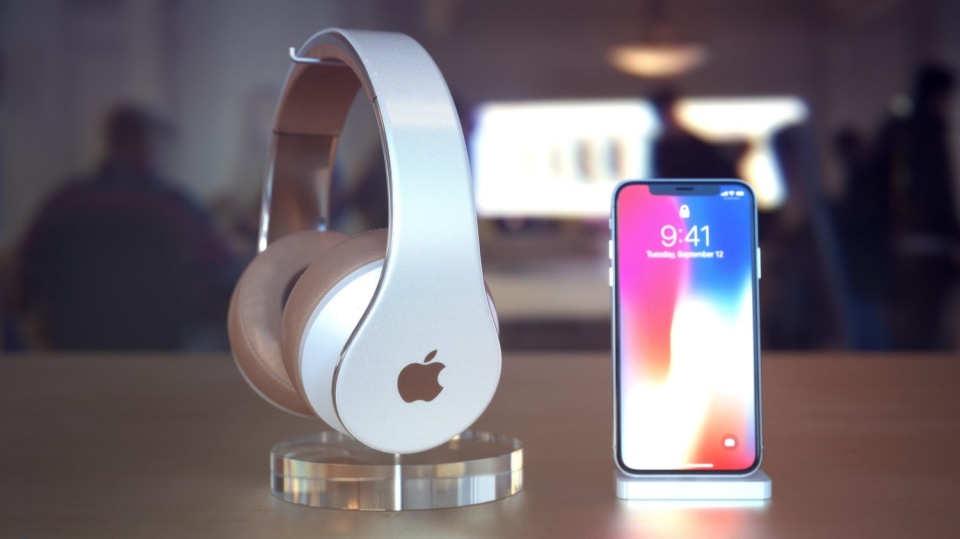 Vizualizace možné podoby nových náhlavních sluchátek značky Apple